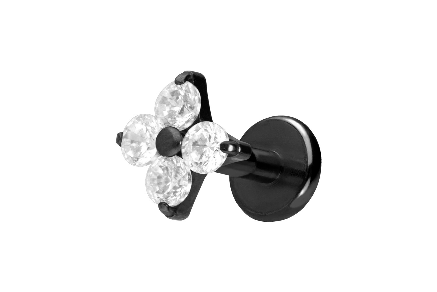 Titan Labret Piercing mit Push Fit KRISTALLBLUME